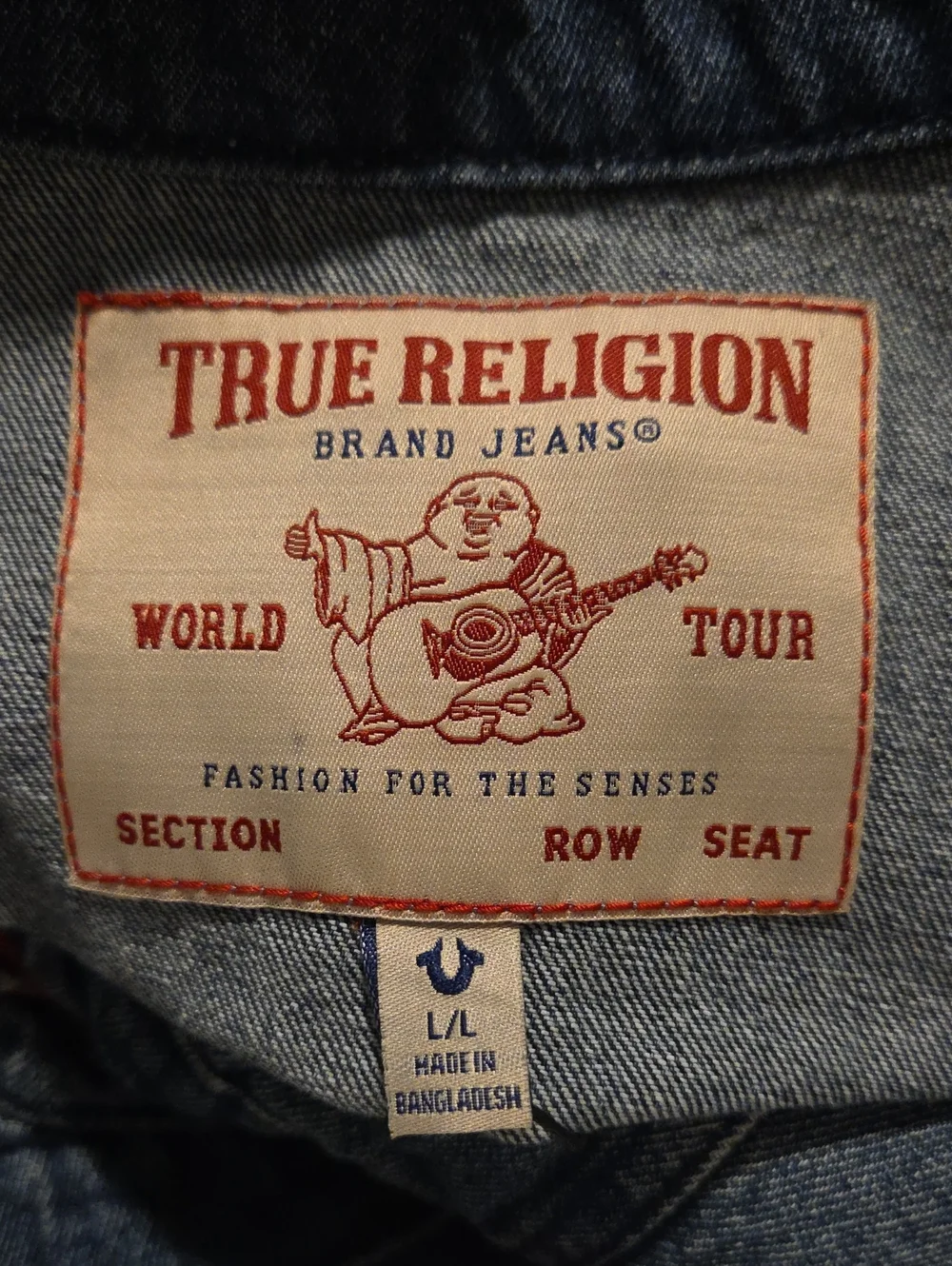 True Religion Mens logo print denim jacket Medium Blue Large